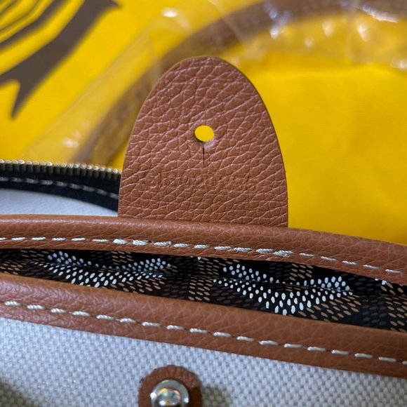 Goyard Artois PM Small Black/Tan Leather Canvas Zipped & Structured Tote - Picture 8 of 13